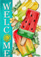 Welcome Summer Watermelon Popsicles Decorative Garden Flag, Sun Yellow Flower Yard Outside Decorations, Seasonal Burlap Outdoor Small Home Decor D...