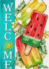 Welcome Summer Watermelon Popsicles Decorative Garden Flag, Sun Yellow Flower Yard Outside Decorations, Seasonal Burlap Outdoor Small Home Decor D...