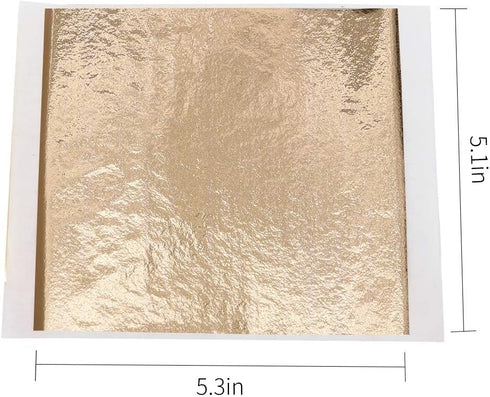 Imitation Gold Foil Sheets - KINNO Champagne Gold Leaf Paper 100 Sheets 5.1 by 5.3 Inches for Paintings, Handcrafts, Picture Frames, Sculpture, Fu...