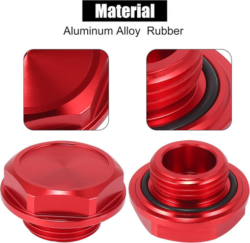 X AUTOHAUX Red Aluminum Alloy Gas Engine Oil Filler Cap Plug Cover for Toyota TRD Highlander RAV4 Yaris Camry Corolla Tacoma Land Cruiser...