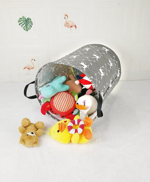 19.7 Inch Round Kids Laundry Clothes Hamper Laundry Basket with Handles,Baby Toys Storage Organizer Bins Laundry Gift Basket for Boys and Girls Ro...