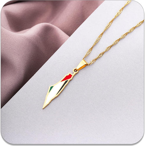 PEAS Fashion Jewelry Israel Necklace Stainless Steel Palestine Map Pendant Necklace...