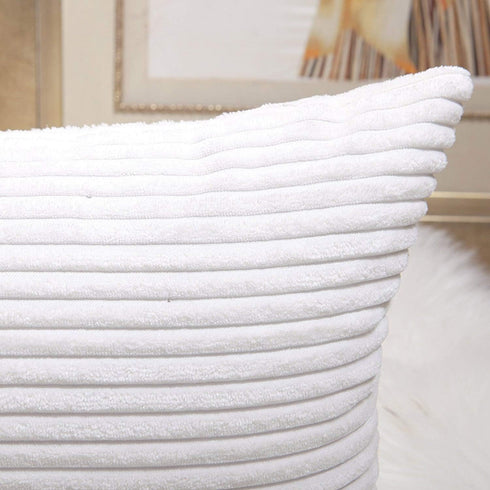 Home Brilliant Striped Corduroy Pillow Cover 24x24 Euro Throw Pillow Sham Accent Couch Cushion Cover for Spring Decor, 24 x 24 inch (60cm), Creamy...
