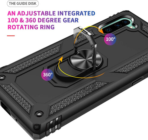 for Samsung Galaxy Note 10 Case, Note10 Case with HD Screen Protectors, Military-Grade Metal Ring Holder Kickstand 15ft Drop Tested Shockproof Cov...