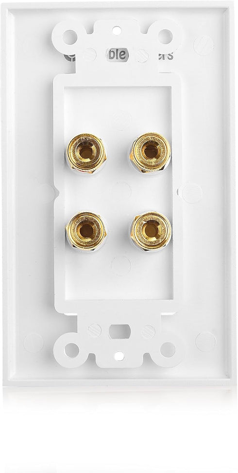Cable Matters 2-Pack Speaker Wire Wall Plate, Gold Plated Speaker Wall Plate with Banana Plug Binding Post for 2 Speakers, White...