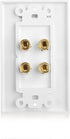 Cable Matters 2-Pack Speaker Wire Wall Plate, Gold Plated Speaker Wall Plate with Banana Plug Binding Post for 2 Speakers, White...