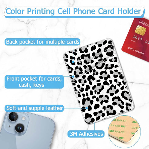 Leather Phone Card Holder Phone Wallet, Stick Back Phone Wallet Sticker Stylish Phone Case Credit Card Holder, Suitable for iPhone, Samsung, Andro...