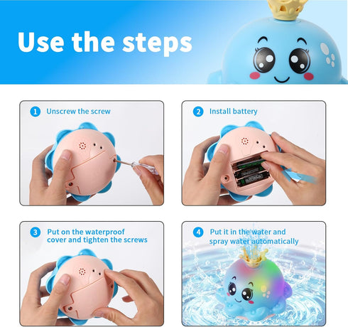 Baby Bath Toys, Light Up Automatic Spray Water Octopus Bathtub Toys for Baby 1 2 3, Sprinkler Pool Toys Gifts for Toddlers Kids 6-12 Months Infant...