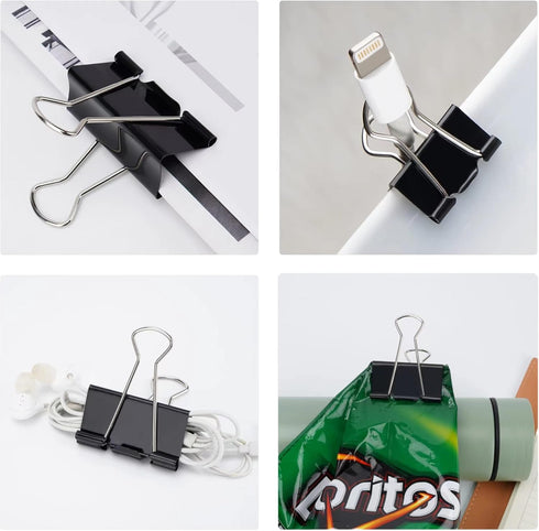 Small Binder Clips and paper clips (144Pcs) 0.75 Inch(3/4 Inch),Black metal Small Paper Clamps for Office, Home, School...