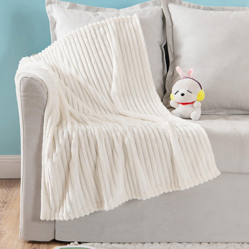 MIULEE Super Soft Baby Throw Blanket with Stripe Pattern for Toddler Newborn Lightweight Fleece Warm Plush Cozy Bed Blanket 30"x40", Cream White...