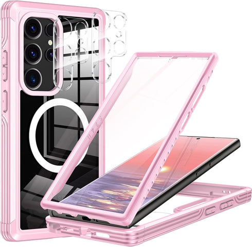 Hekodonk for Galaxy S24 Ultra Case,Compatible with MagSafe,Built-in Screen Protector & 2X Camera Lens Protector,Full Body Shockproof Protective Ph...