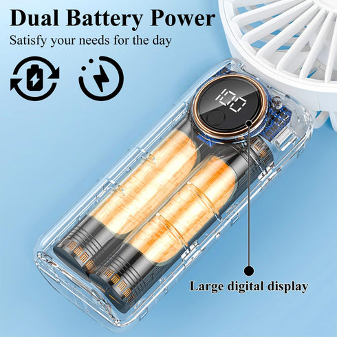 Hand Held Fan Portable, Personal Folding Travel Fan, 5 Speeds, 90° Ajustable Fan Portable Rechargeable with Base, Small Quiet Cooling Fan for Tent...