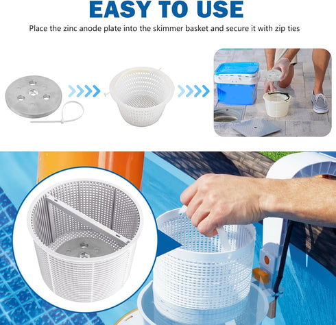 Zinc Anode Weight Plate with 2 Plastic Ties, Anti Corrosion and Electrolysis - Sacrificial Anodes Protects the Other Metal Components in Salt Syst...