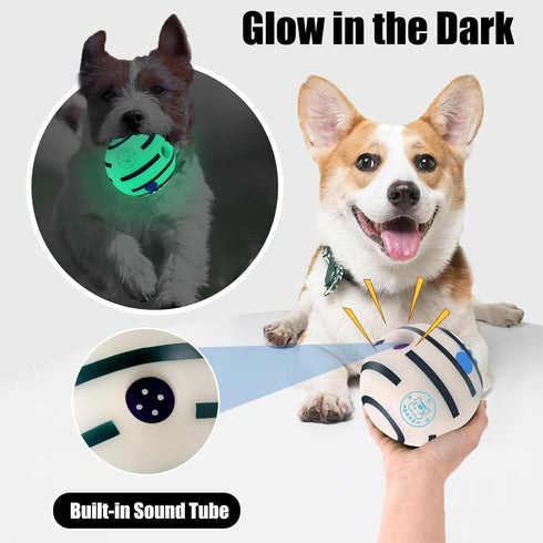 Giggle Ball for Dogs, Interactive Glow Ball Dog Toys, Glow in The Dark Dog Ball Wobble Ball for Small Dogs, Durable Wiggle Ball Dog Toy for Reliev...