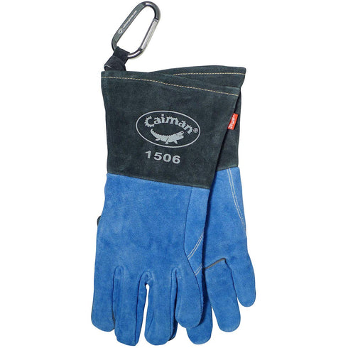 Caiman Premium Split Cowhide MIG/Stick Welding Gloves, Fleece Lining, Kontour Design, Kevlar Stitching, Blue/Black, Large (1506)...