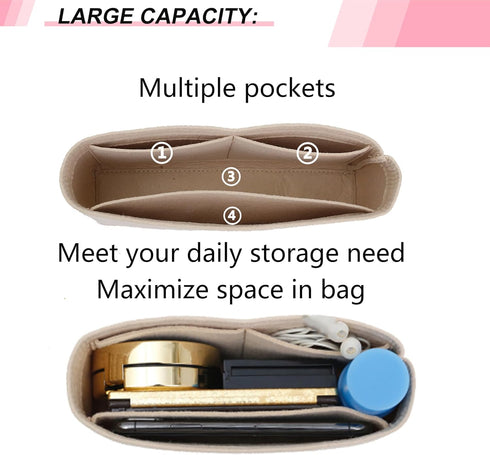 Felt Mini Purse Organizer Insert Compatible with Mini GG Marmont Matelasse Shoulder Bag and More Bags, Handbags Organizer for Women Bag(Beige,XS)...