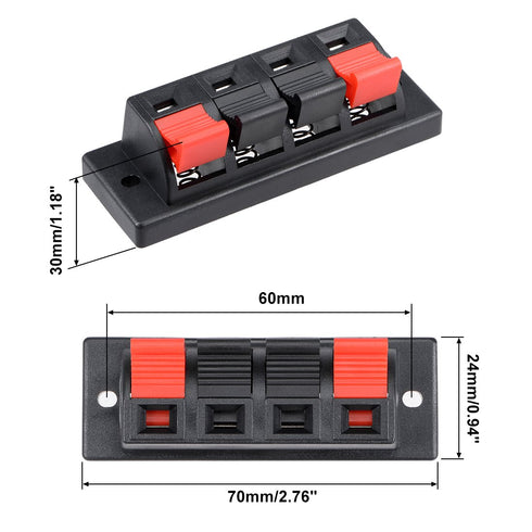 uxcell® 3pcs 4 Way Jack Socket Spring Push Release Connector Speaker Terminal Strip Block...