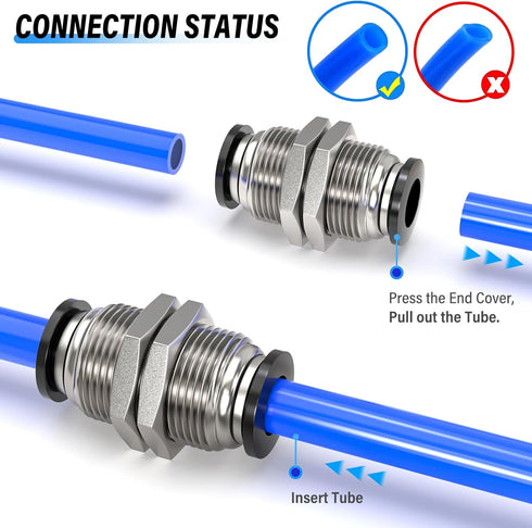 TAILONZ PNEUMATIC 4MM OD Straight Through Baffle Quick Insertion Trachea Connector PM-4?Pack of 10?...