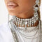 YERTTER Dainty Silver Full Rhinestone Chain Sparkly Collar Chain Choker Statement Tassel Crystal Choker Necklace Adjustable for Party Music Bar Wo...
