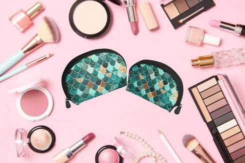 2PCS Portable Makeup Bags Waterproof Cosmetic Pouch Travel Multifunctional Toiletry Organizer Case for Women - Mermaid Scales......