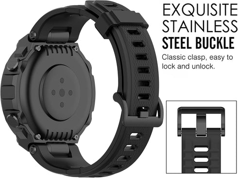 QGHXO Band for Amazfit T-Rex, Soft Silicone Replacement Band for Amazfit T-Rex/T-Rex Pro Smartwatch (No Tracker, Replacement Bands Only)...