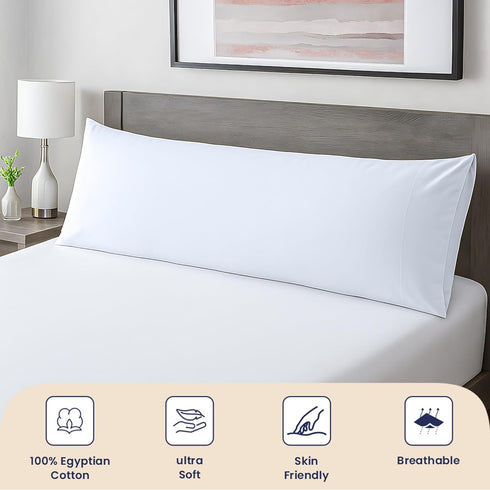 SGI bedding 600 Thread Count Body Pillow Case 21X56 inch - 100% Egyptian Cotton - Soft, Breathable & Durable Long Body Pillow Cover with Envelope ...