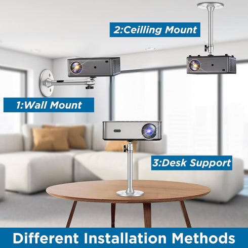 Mini Ceiling Wall Projector Mount Stand Compatible with QKK, DR.J, DBPOWER, Anker, VANKYO, AAXA, Jinhoo, PVO, TMY, AuKing, and Most Other Mini Pro...