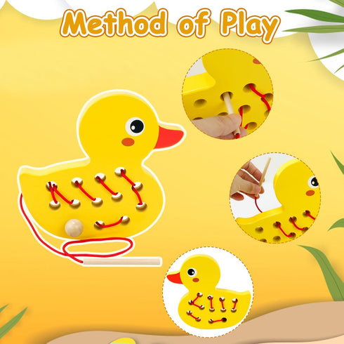 Wooden Lacing Toys for Toddlers, Educational and Learning Montessori Fine Motor Skill Toys, Perfect Toddler Travel Toys, Early Learning Developmen...