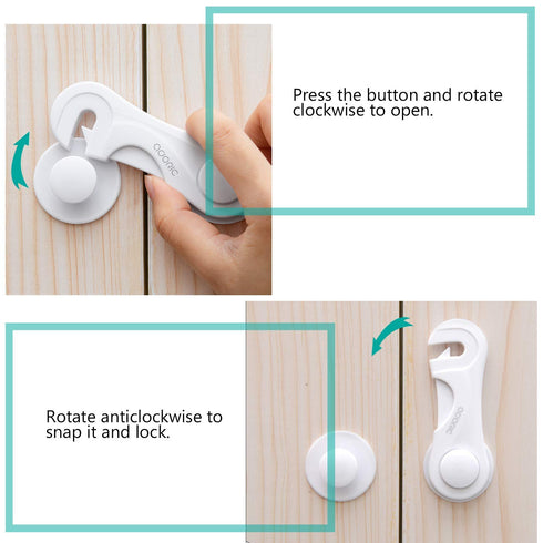 Cabinet Locks - Adoric Life Child Safety Locks 4 Pack - Baby Safety Cabinet Locks - Baby Proofing Cabinet Kitchen System with Strong Adhesive Tape...