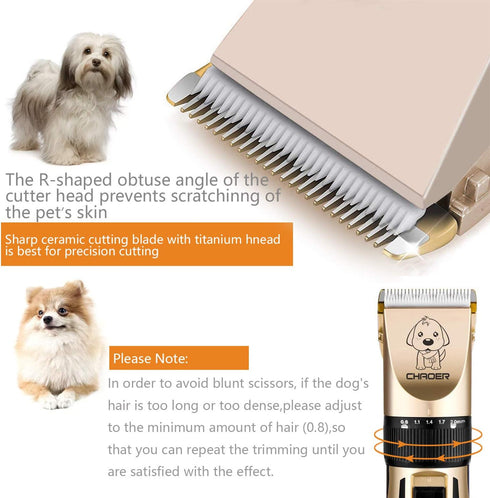 Dog Grooming kit Low Noise Rechargeable Dog Clippers for Grooming Cordless Dog Grooming for Dogs, Cats Gold...