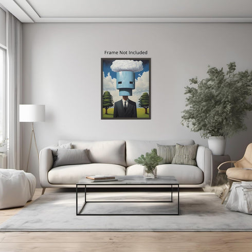 Posterizer 1 pcs-Funny chimney head man making clouds-Abstract & Modern Art-Fantasy & Fiction Art-Gift for Art Lovers-Decor for Home & Office- UNF...