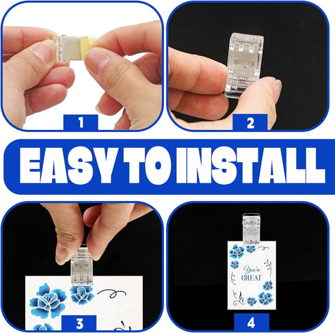 50Pcs Self Adhesive Clips 1Inch Double-Sided Adhesive Spring Clips Plastic Photo Sticky Clips Small Wall Tapestry Clips for Home Teachers Office C...