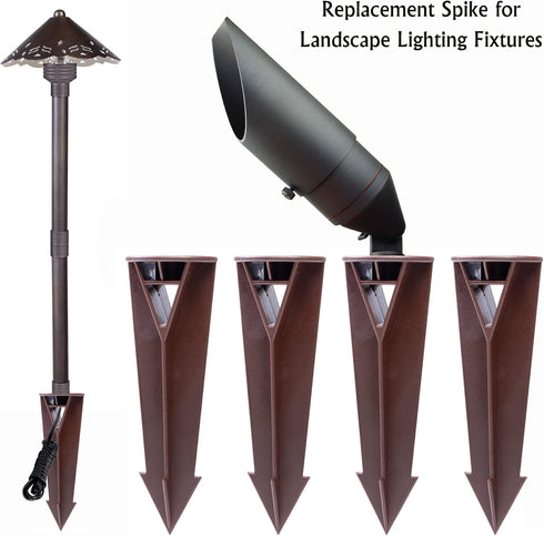 Ground Stake Spike for Outdoor Landscape Spot Pathway Solar Flood Light Replacement Light Stake Spike Part Holder,1/2" NPT Thread Compatible with ...