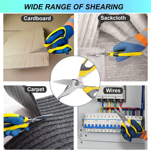 Scissors Heavy Duty 8'', Carpet Scissors, Multipurpose Scissors with Protective Cover, Stainless Steel Serrated Blades, Easy Cutting Cardboard, Le...