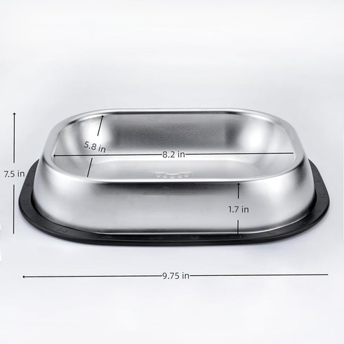 304 Stainless Steel Metal Food Dishes, with Cleaning Kit, Shallow Dog Food Bowls, Feeder Dog Bowls Water Bowl, for Small/Med Sized Cats Dogs (8.2 ...