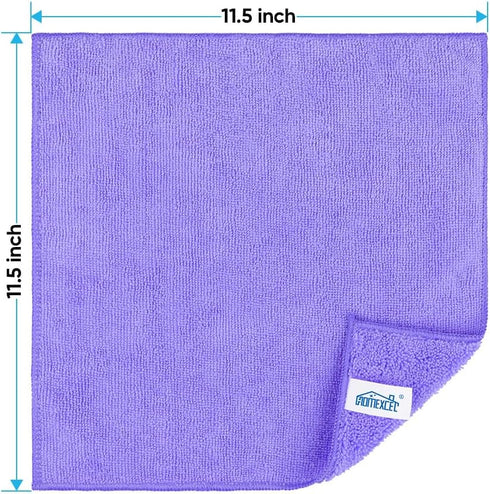 HOMEXCEL Microfiber Cleaning Cloth Purple, 12 Pack Premium Microfiber Towels for Cars, Lint Free, Scratch-Free, Highly Absorbent, Reusable Cleanin...