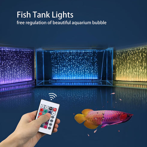 9.05 inch Submersible Aquarium Light, Fish Tank Light with Air Bubble Hole, RGB Color Changing Brightness Adjustable IP68 Waterproof Remote Contro...