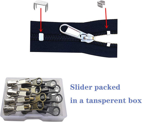 Meikeer 12-Piece #5 Universal Zipper Slider Replacement Kit - Includes Sliders for Easy Repair of Metal, Plastic, and Nylon Coil Luggage, Bags, an...