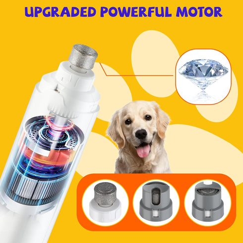 Dog Nail Trimmers, Usable for Cat Nail Clipper, Dog Nail Grinder, Upgraded Dog Nail Grinder Silent Use, Rechargeable Battery, Equipped with LED Li...