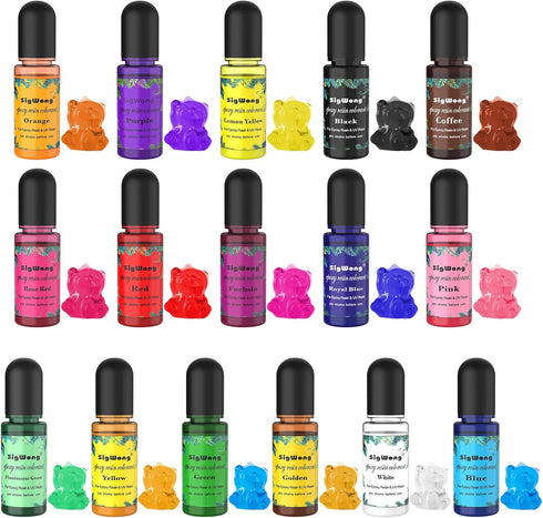 Epoxy Resin Pigment - 16 Colors Translucent Resin Colorant, Highly Concentrated Resin Dye for DIY Jewelry Making, AB Resin Coloring - 10ml...