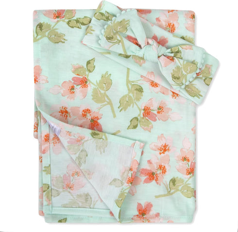 Wendy Bellissimo Super Soft Swaddle Receiving Blanket (35x40) with Hat or Headband for Baby Boy or Baby Girl (Aqua)...