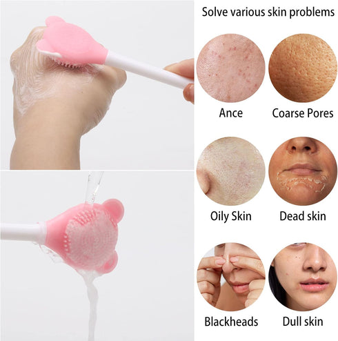 Tbestmax Manual Facial Brush Skin Cleansing Cleaner, Silicone Facial Scrubber, 2-in-1 Skin Care Face Wash for Deep Pore Exfoliation Massaging 10 P...