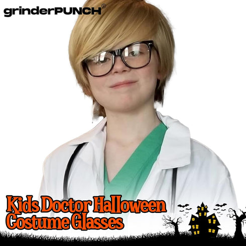 grinderPUNCH Kids Nerd Glasses Clear Lens Geek Costume Black Frame Children's (Age 3-10)...