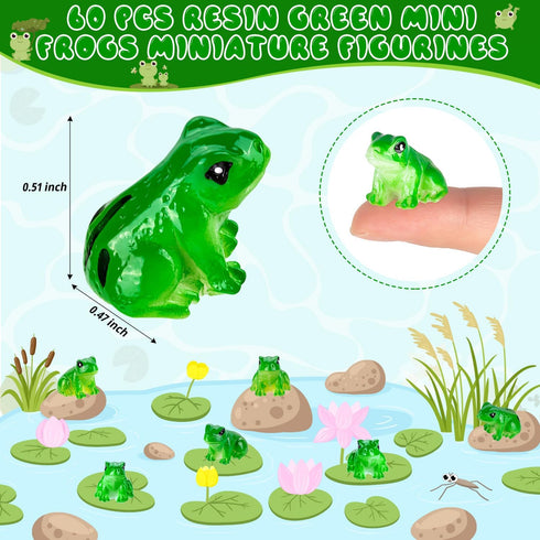 120PCS Mini Resin Frogs Green Frogs Figurines Miniature Animals Garden Decor for Model Fairy Garden Miniature Moss Landscape Display, DIY Terrariu...