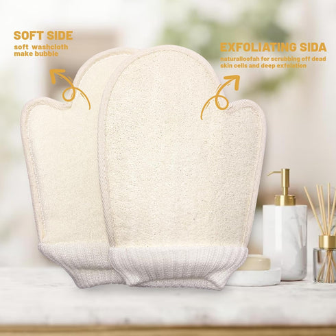 loofah exfoliating Body Scrubber, Perfect exfoliating Glove for Men and Women use in Shower, Shower loofah (2 Packs) Made with Natural loofah, Sho...