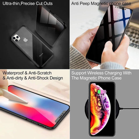 Privacy Magnetic Case for iPhone 13, SCQRICY Anti peep Magnetic Adsorption Cover, Front & Back Tempered Glass 360 Full Screen Covered, Privacy Scr...