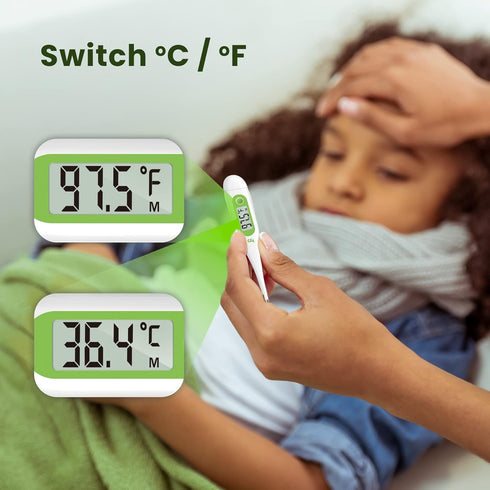 Femometer Thermometer for Adults and Kids, Digital Thermometer with Fever Alert, Memory Recall, C/F Switchable, for Oral, Rectal or Under Arm Use,...