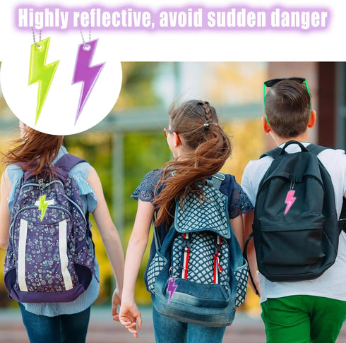 40pcs Safety Reflector Pendants, 10 Colors Kids Reflective Keychain with Chains Waterproof Double-Sided Reflective Key Chain for Backpack School B...
