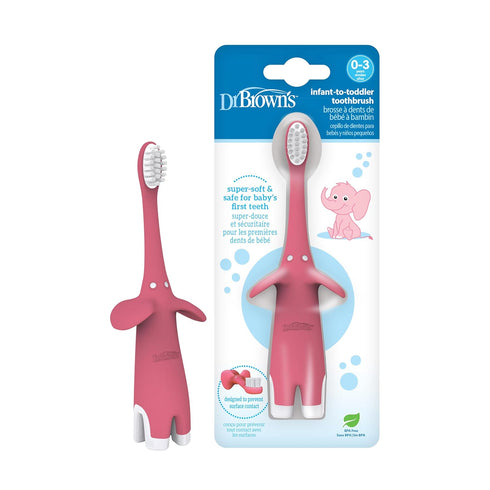 Dr. Brown's Infant-to-Toddler Toothbrush, Elephant, Pink, 0-3 Years...