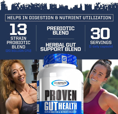 Gaspari Nutrition Proven Gut Health, Promotes Healthy Digestion, Prebiotics and Probiotics, Sports Digestion and Nutrient Utilization (30 Servings...
